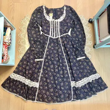 GUNNE SAX 네이비 플레어 원피스 구제 의류 빈티지