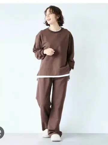 미사용 새상품 haruka 콜라보 셋업 맨투맨 브라운 M