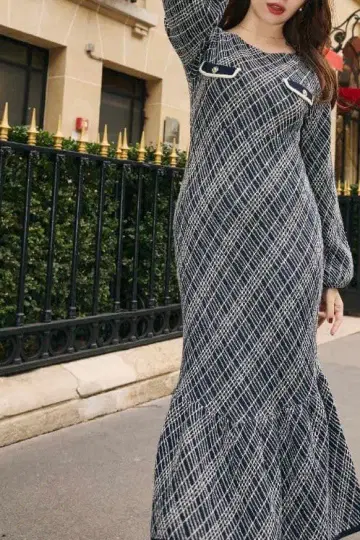 Her lip to 도트 무늬 니트 원피스 M 네이비 여성용