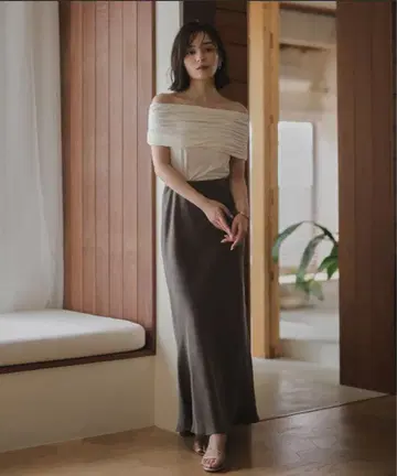 anuans 피브릴 큐프라 내로우 스커트 ( GRAYISH PINK )