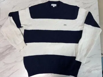LACOSTE 보더 니트 스웨터 남성용 L 사이즈