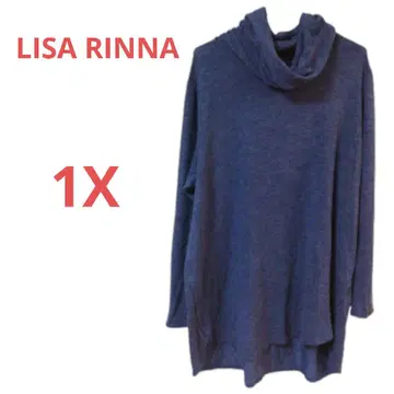 레어품 LISA RINNA [ 1X ] 후드 부착 긴팔 니트 다크 블루