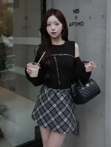 Darich 도킹 미들 허리 니트 미니 원피스