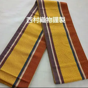 2-42 순수 실크 치쿠젠 원조 하카타오리 반폭 오비 니시무라 직물 제작