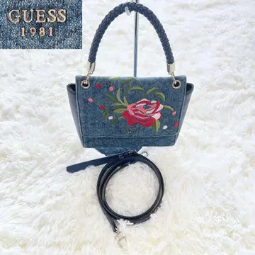 GUESS 데님 자수 숄더백 플라워 네이비 새상품급 귀여운