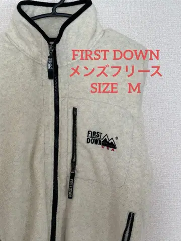 FIRST DOWN USA 플리스 자켓 크림색 자수 로고 즉시 배송