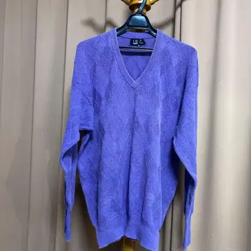 던힐 퍼플 V넥 니트 스웨터