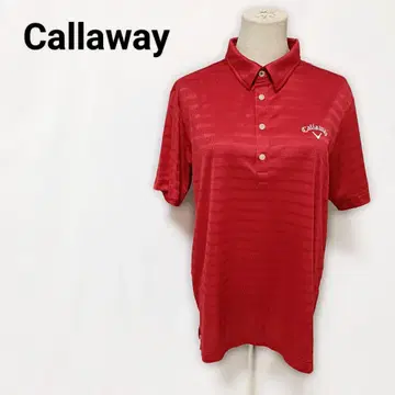 캘러웨이 Callaway 골프웨어 반팔 피케 셔츠 L 빨간색 스트라이프