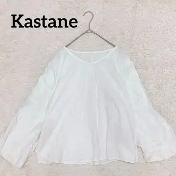 카스타네 화이트 시어 블라우스 비침 프릴 내추럴 긴팔 1 심플