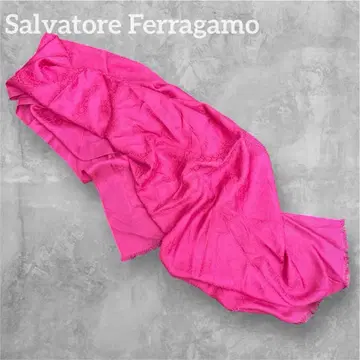 살바토레 페라가모 스톨 실크 이탈리아제 마젠타