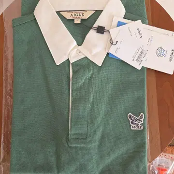 AIGLE 그린 컬러 피케 셔츠 L 사이즈 반팔