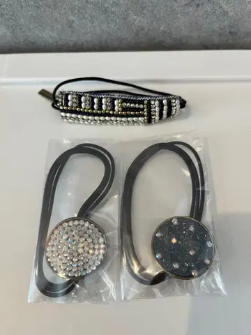 펄 비즈 머리끈 + 앤티크 반짝이 머리끈 세트