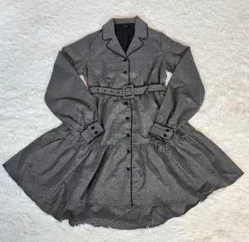 EATME 체크 무늬 긴팔 원피스 벨트 포함