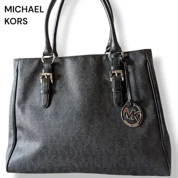 MK 마이클코어스 핸드백 올 패턴 블랙 가죽 참 포함 토트