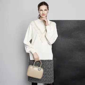 르네 2020 모델 레이스 x 리브 니트 볼륨 슬리브 34