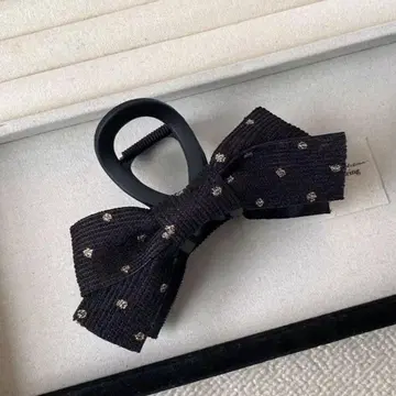 블랙 리본 헤어 클립