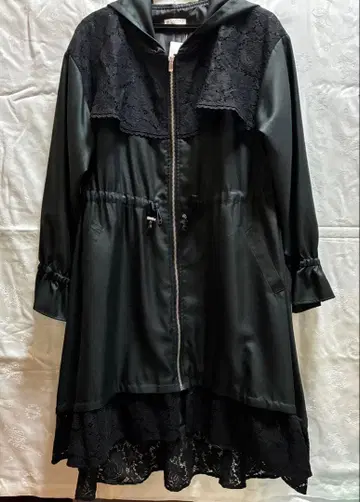 스프링 모즈 코트 후드 부착 레이스 스프링 코트 F 블랙