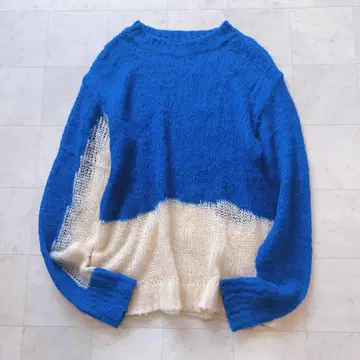 PAMM PAMM 기수역의 로우게이지 니트 블루 모헤어 니트