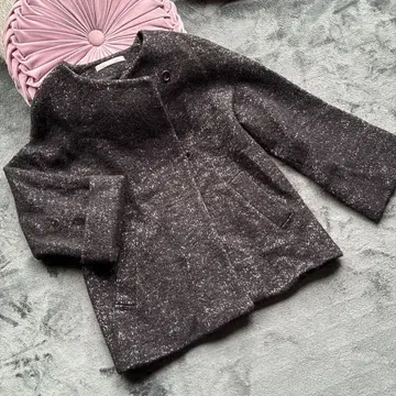 [ 새상품급 ] 띠어리 럭스 노카라 코트 블랙 실버 택 없음