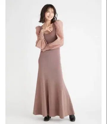 FRAY I.D 오간자 슬리브 스퀘어 니트 원피스 사이즈 0