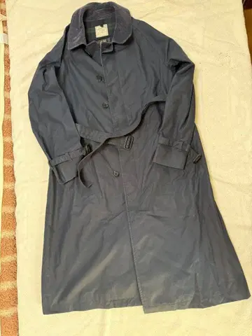 Soundman 다크 블루 스텐카라 코트 코듀로이 카라 부착