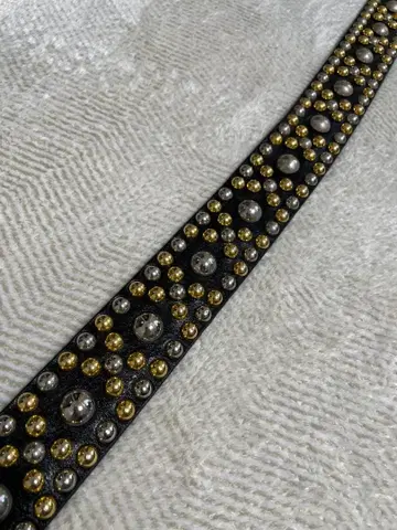 루이스 레더 Aviakit 스터드 가죽 벨트 블랙과 빨간색 S