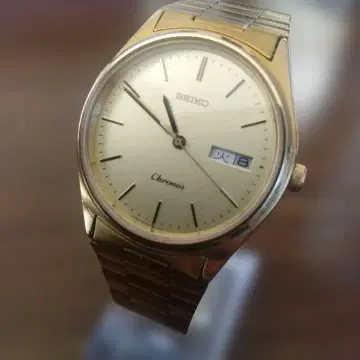 SEIKO Chronos 골드 쿼츠 손목시계 배터리 교체 완료 작동품