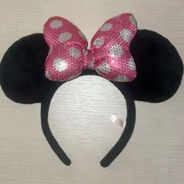 디즈니 미니 마우스 머리띠 핑크 리본