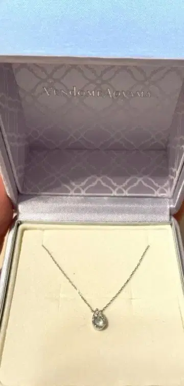 [ 새상품 ] 반돔 아오야마 눈물형 아쿠아 마린 다이아 목걸이