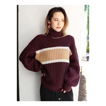 MURUA 초커 니트 튜닉 색상: 보르도 / 사이즈: F