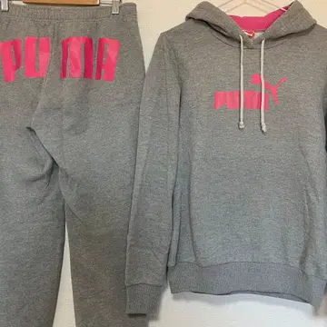PUMA 그레이 핑크 맨투맨 세트 속기모 L 사이즈