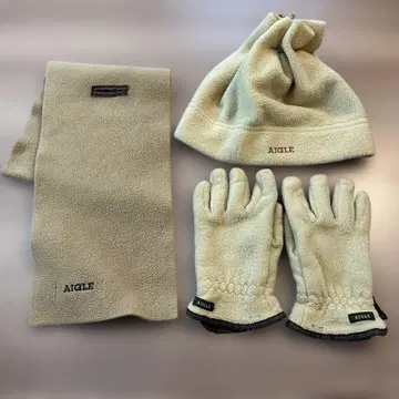 AIGLE 플리스 장갑 스카프 모자 세트