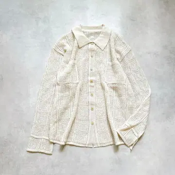 Audrey and John Wad 얀 시스루 패턴 니트 셔츠