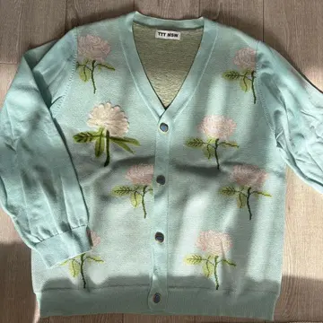 [ 반값 이하 ] TTT MSW 민트 그린 꽃무늬 가디건