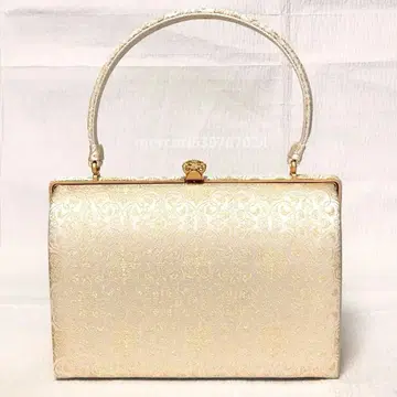 순수 실크 타츠무라 미술 직물 포도 당초 문 금 백색 포멀 백