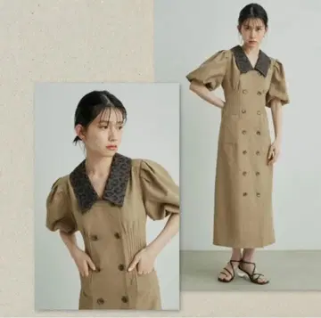 릴리 브라운 레오파드 옷깃 더블 브레스트 원피스 사이즈 1
