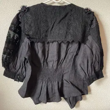 블랙 레이스 장식 셔츠 마 혼방 고품질