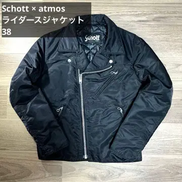 [ 레어 ] Schott x atmos 라이더 자켓 38 충전솜 블랙 M