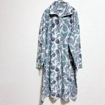 페이즐리 무늬 가운 플리스 룸웨어 [ FREE ] 그린 그레이 보라색