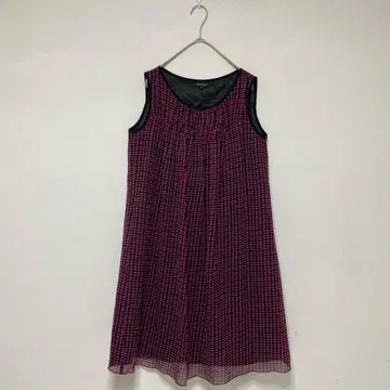 [INDIVI/인디비] 슬리브리스 원피스 도트 적자색 [38]