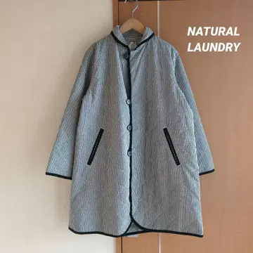 NATURAL LAUNDRY 선염 퀼팅 파이핑 코트 깅엄
