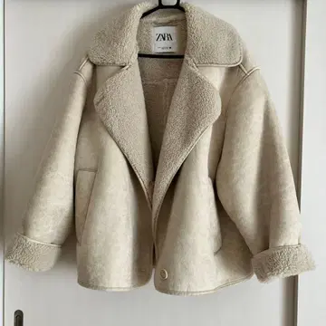 ZARA 자라 페이크 무스탕 자켓 더블 브레스트 M