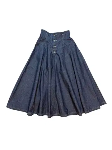 다크 데님 플레어 스커트 앞 버튼 M
