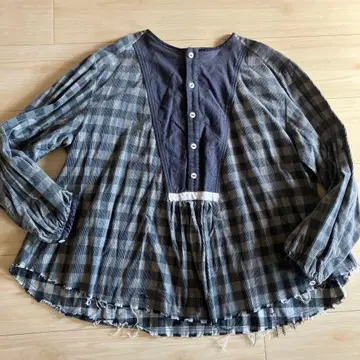 저널 luxe GASA 체크 블라우스 긴팔 셔츠 풀오버