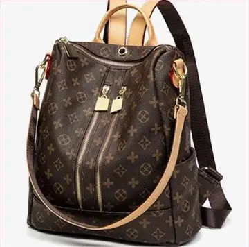 모노그램 프린트 브라운 백팩