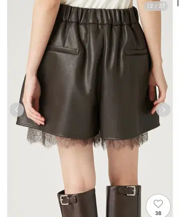 스나이델 레이스헴 레더라이크 숏팬츠 SNIDEL 브라운