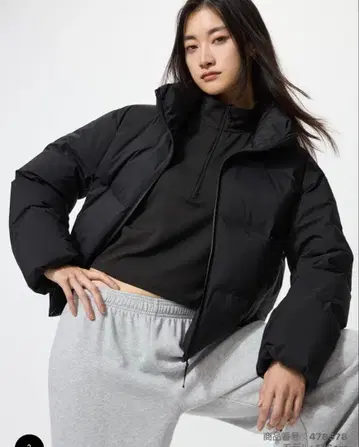 유니클로 심리스 다운 숏 자켓 블랙 XL