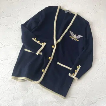 BALLY 발리 캐시미어 가디건 골드 버튼 네이비