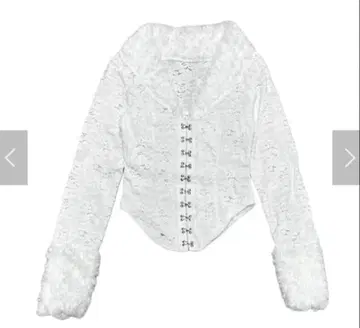 XU DOG 프론트 훅 레이스 가디건 화이트