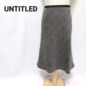 UNTITLED 언타이틀 울 종아리 기장 스커트 A라인 헤링본